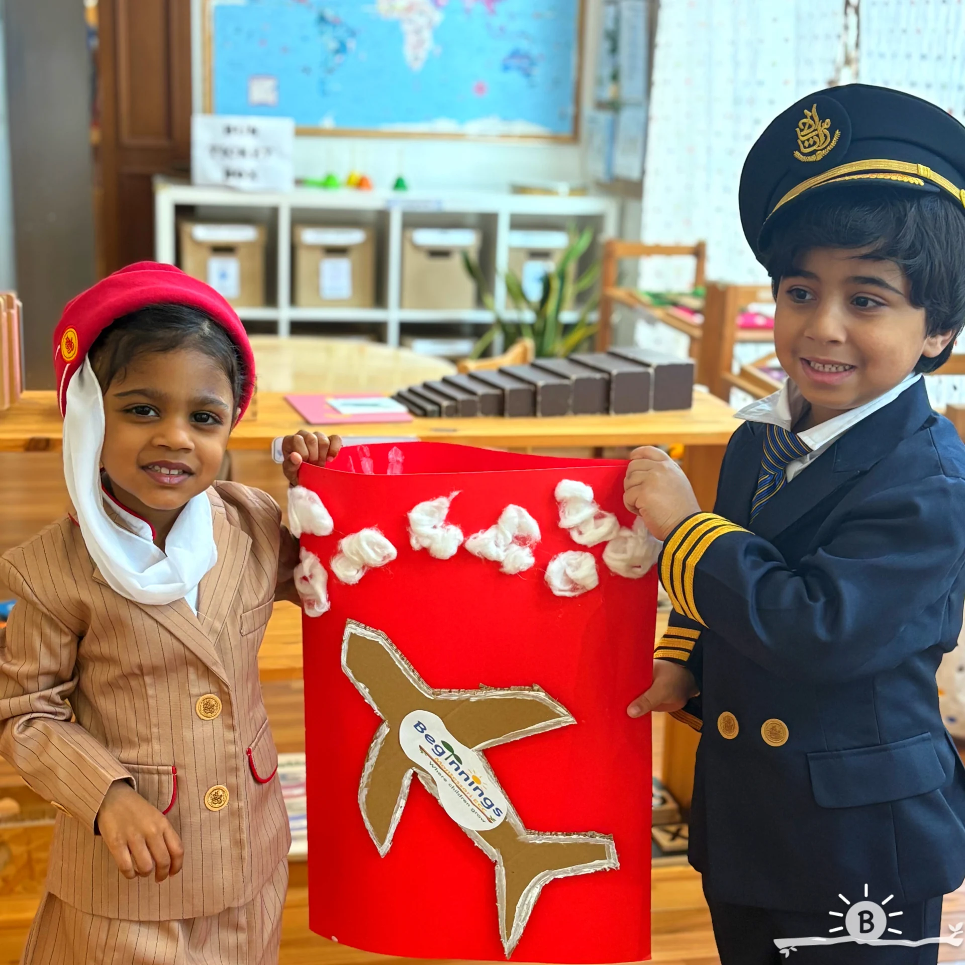 Aviation role play, two children.