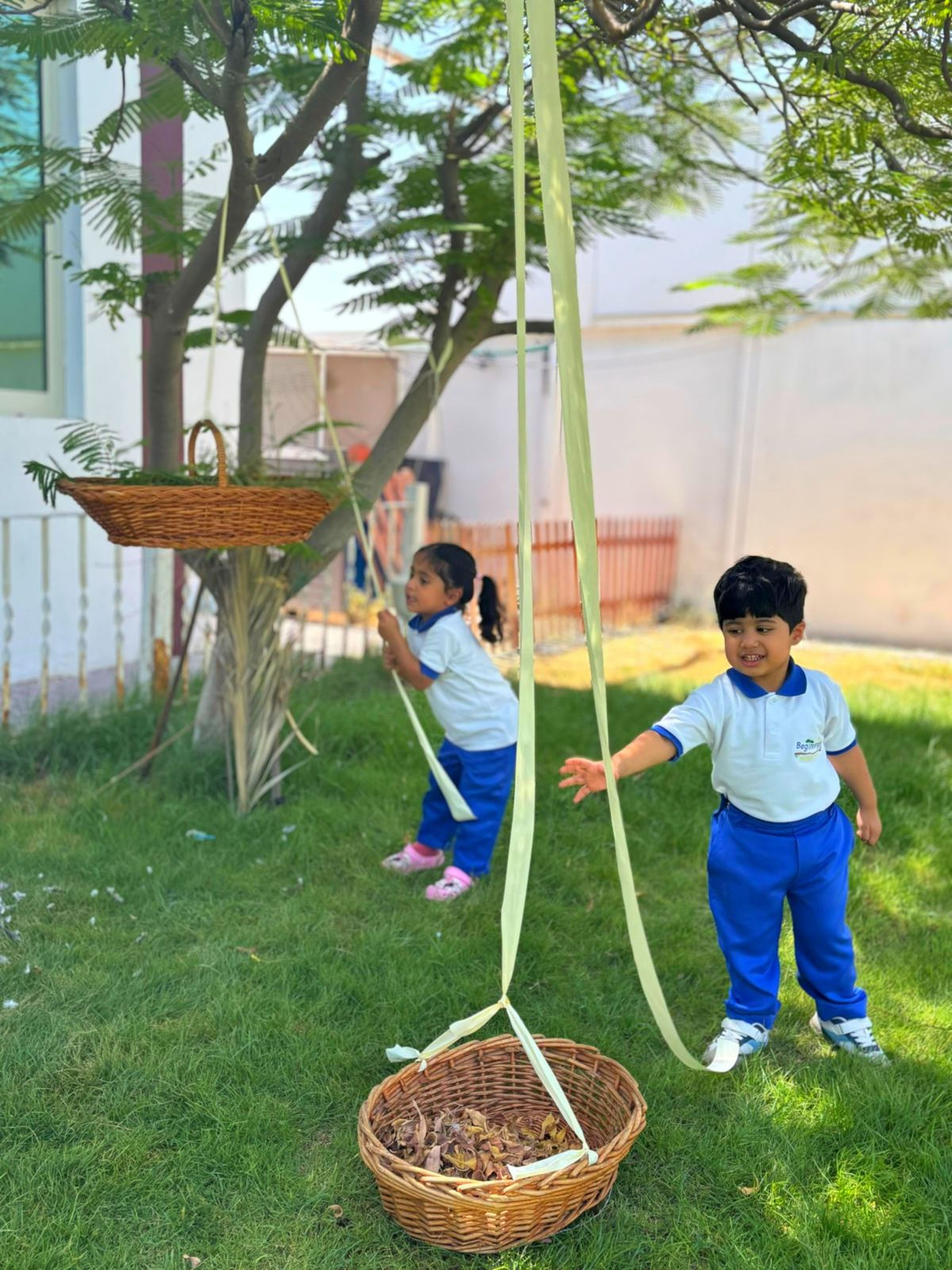 Children exploring outdoors at Beginnings Forest Montessori Dubai