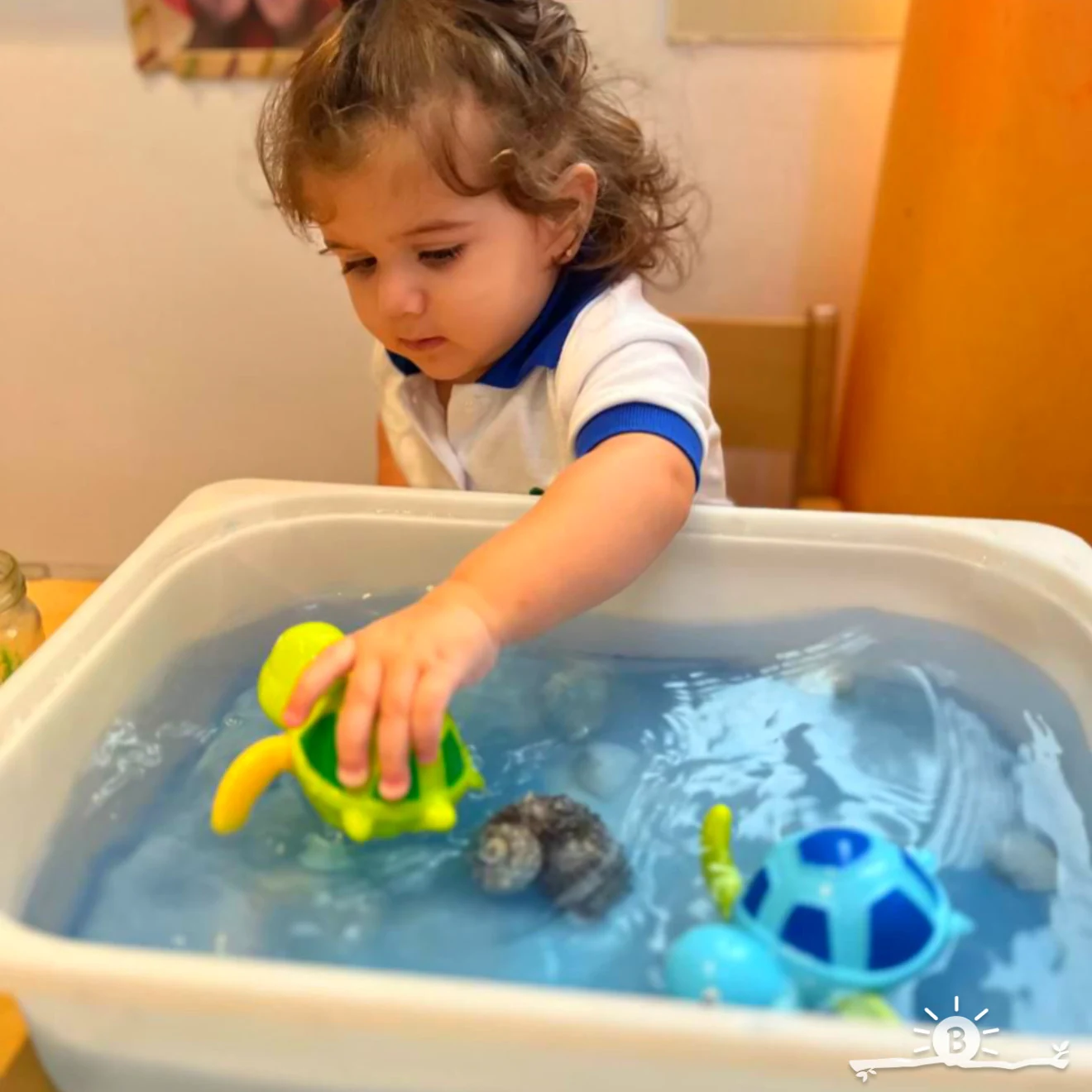 Turtle sensory water tray.